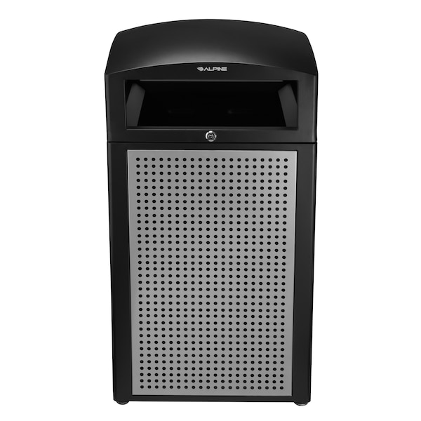 Alpine Industries 40 Gal. All-Weather Outdoor Commercial Trash Can with Lid 471-40-SIL - main